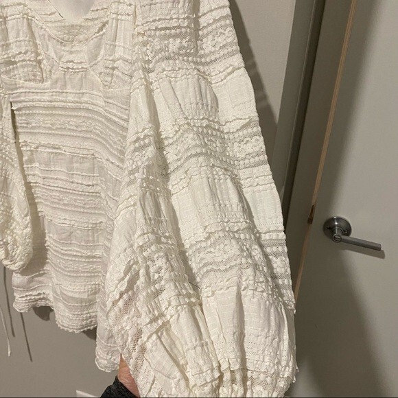 Tularosa Dress White Lula Balloon Long Sleeve Boho Crochet Lace Mini Short Small - Picture 6 of 10